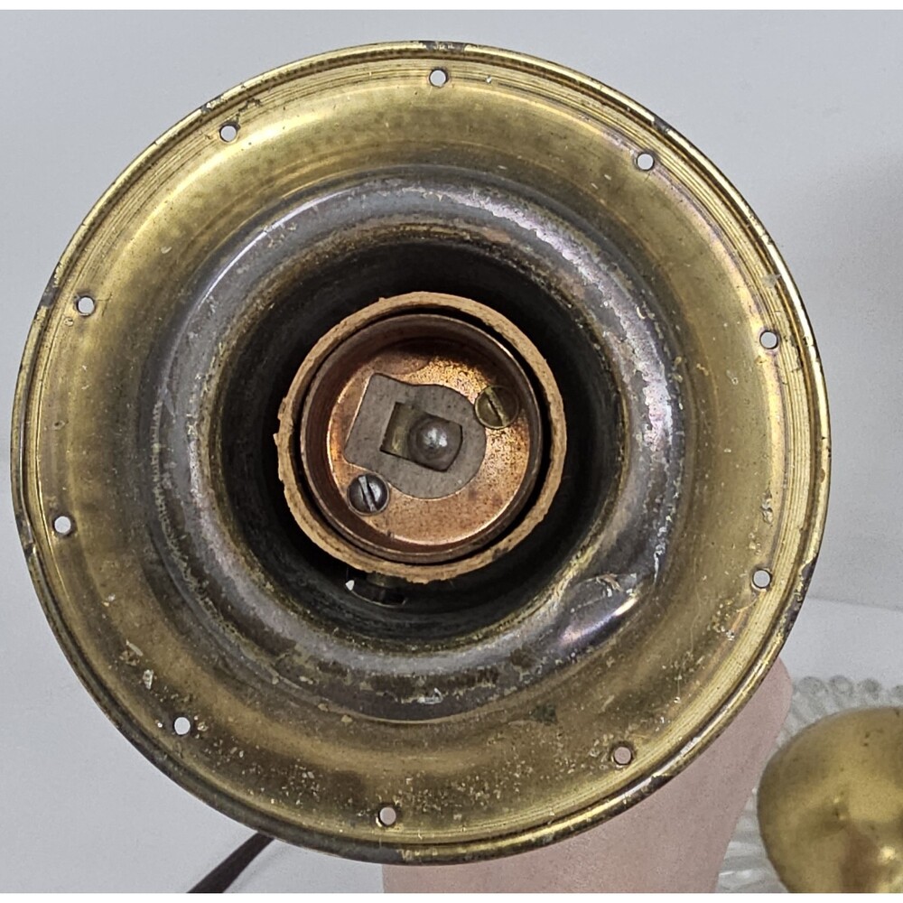 Vtg Antique Art Deco Molded Glass Metal Desk Side Table Lamp MCM  9” Pair Works - Picture 2 of 14